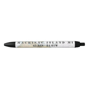 Stylo Bleu Mackinac Island Michigan Carte nautique authentiqu