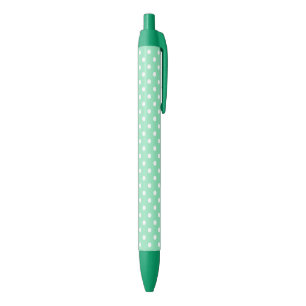Stylo Bleu Modèle classique élégant vert menthe blanc pointil