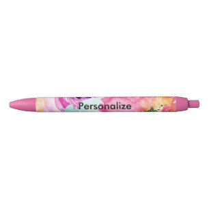 Stylo Bleu Moderne Floral Aquarelle Colorée de Printemps Lumi