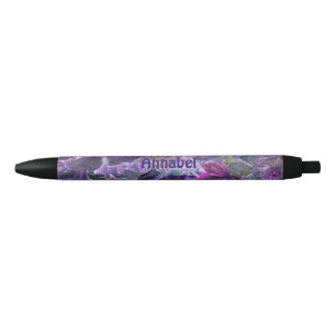 Stylo Bleu Motif Feuille violet personnalisé