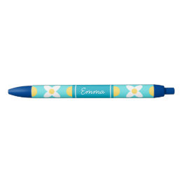 Stylo Bleu Motif floral Turquoise Bleu Rétro