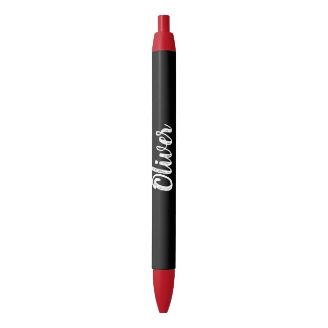 Stylo Bleu Nom personnalisé étudiant professionnel noir blanc (devant Vertical)