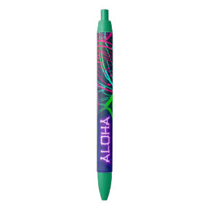 Stylo Bleu Nuit Tropicale Électrique Luau Néon Paradis Aloha