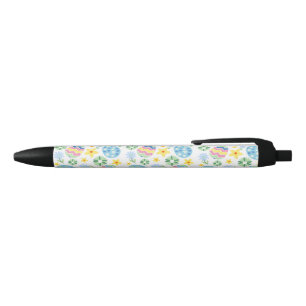 Stylo Bleu Oeuf de Pâques floral