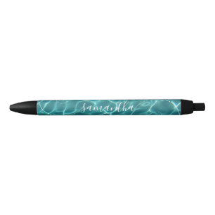 Stylo Bleu Piscine Aqua Green Nom de signature bouclée