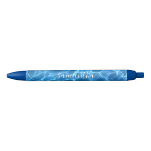 Stylo Bleu Piscine Signature Aqua Blue Nom personnalisé