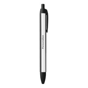 Stylo Bleu Rayé noir et blanc personnalisé chic