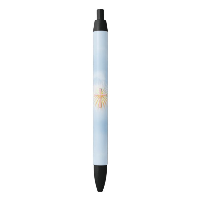 Stylo Bleu Rayons de lumière de la Croix Religieuse (devant Vertical)