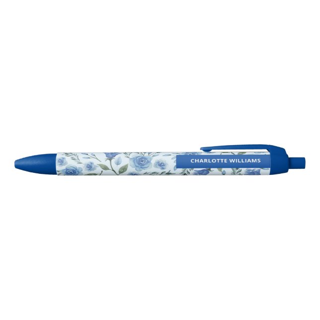 Stylo Bleu Retour à l'école aquarelle floral bleu (Haut)