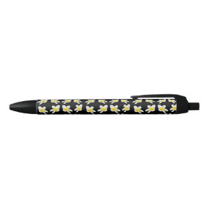 Stylo Bleu Sérénade Printemps : Frangipanis Jaune Sur Noir,