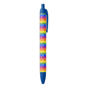 Stylo Bleu Symbole féminin Motif arc-en-ciel