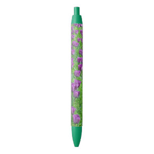 STYLO BLEU TULIPS FLORAUX/PURPLE ET FOLIAGE VERT CLAIR