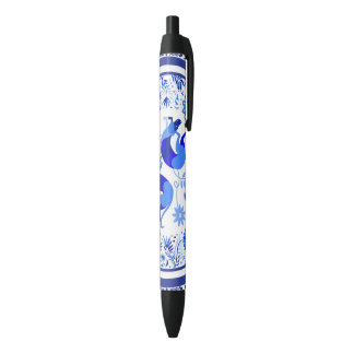 Stylo Bleu Weimaraners, Lapins et Oiseaux Otomi Bleu & Blanc