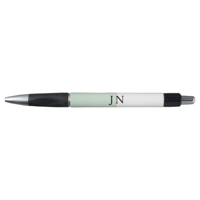 Stylo Bloc de couleur Monogramme joli vert pastel blanc (Devant)