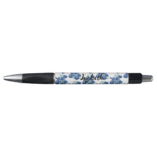 Stylo Blue Floral Watercolor Pattern Pen
