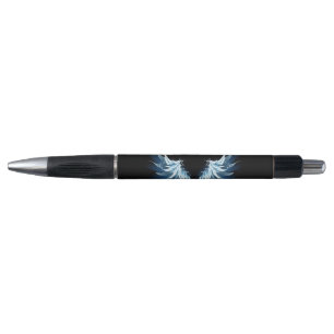 Stylo Blue Glowing Angel Wings on black background