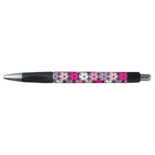 Stylo Boulettes roses, blanches et violettes,