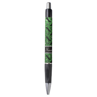 Stylo Bows de bottes de parties scintillant verte de nom