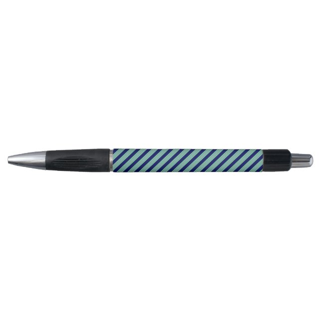 Stylo Brayures blanches et vertes motif avec bleu marine (Devant)