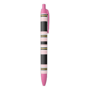 Stylo Bureau École Stylo Rose Blanc Or Noir Rayure