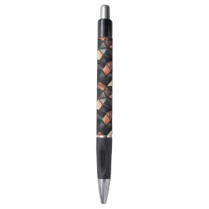 Stylo Carreaux d'or Rose noir