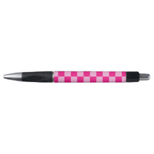 Stylo Carrés à carreaux rose chaud clair géométrique rét
