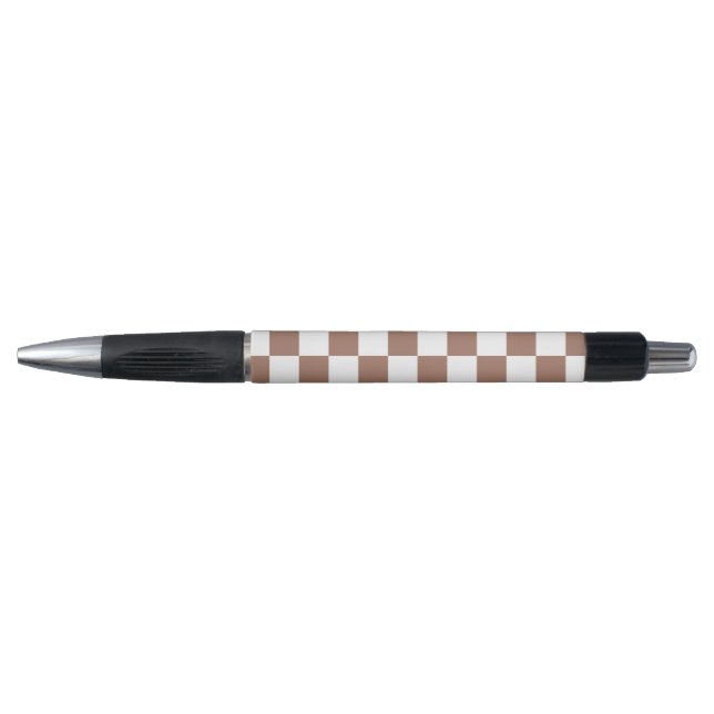 Stylo Carrés Checker mocha brun blanc géométrique rétro (Devant)
