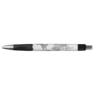 Stylo Carte du monde Voyage Silence Gris Noir Blanc Pers