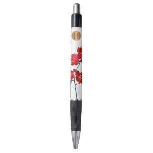 Stylo Cercle de cuivre à aquarelle rouge Monogramme
