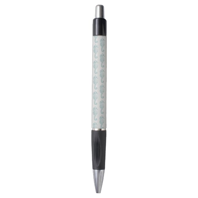 Stylo Chevaux de mer tropicaux, Motif hippocampe - gris  (Devant (Vertical))