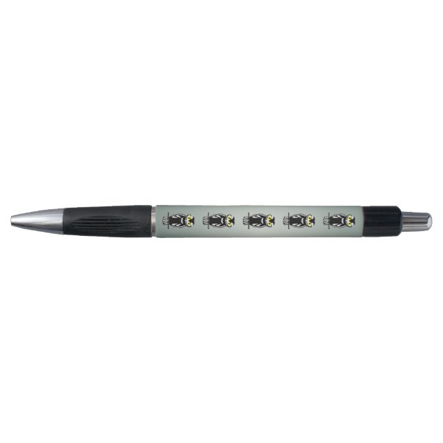Stylo Chouette noire et blanche dans la nuit (Devant)