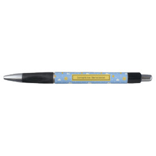 Stylo Ciel nuageux bleu et jaune personnalisé