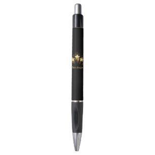 Stylo Cinq étoiles d'or en noir
