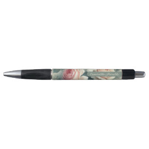Stylo Classy Chic Roses Peinture Botanique d'Art Fin