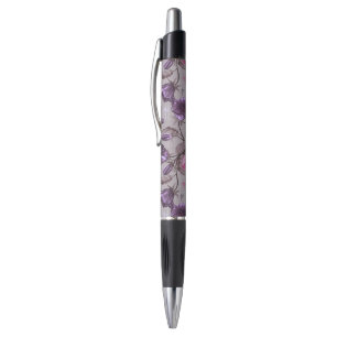 Stylo cloches de main violettes et motif de papillons