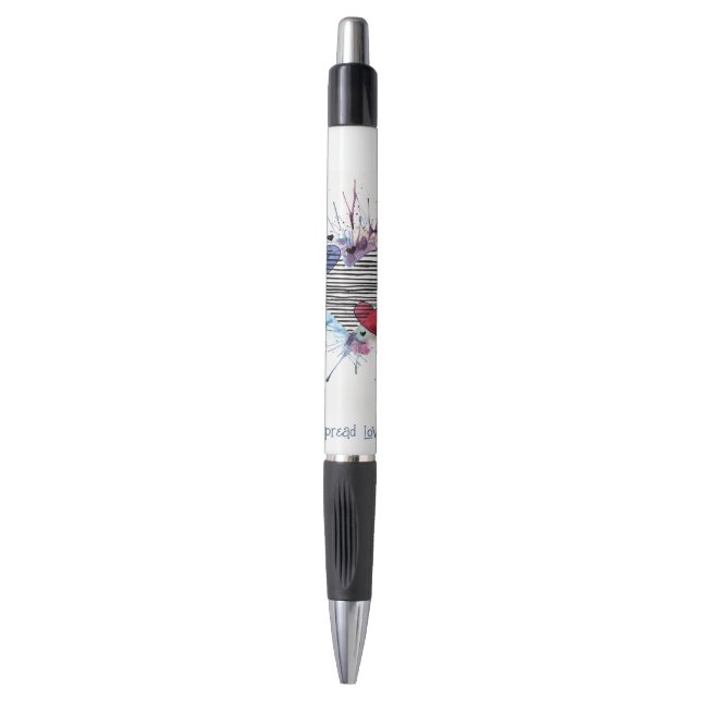 Stylo Coeurs Et Lavages Dans L'Aquarelle (Devant (Vertical))
