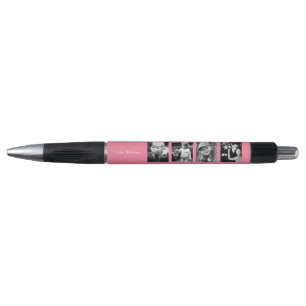 Stylo Collage et monogramme roses de photo