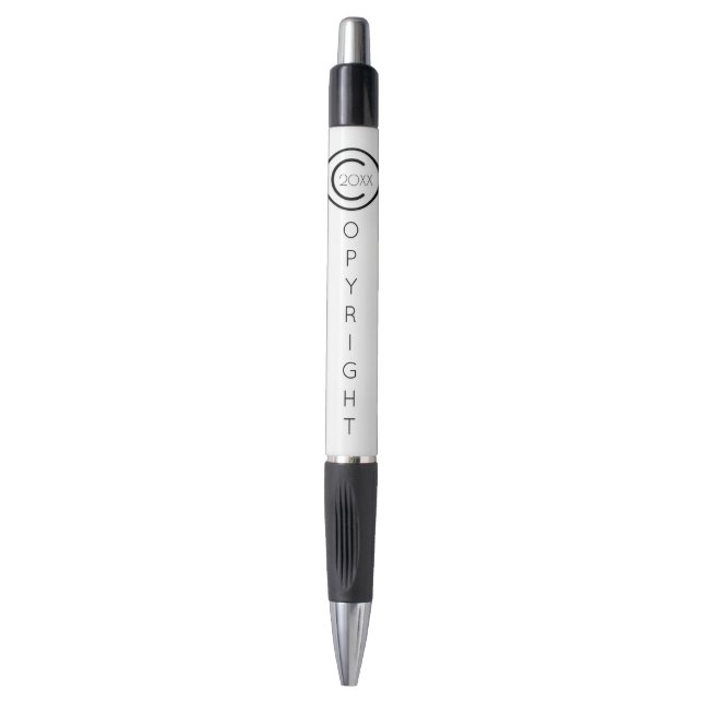 Stylo Copyright Moderne Blanc Typographique (Devant (Vertical))
