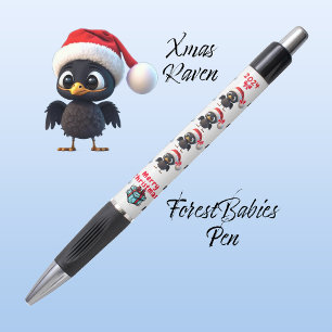 Stylo Corbeau de Noël, Graphique de fête, ⛄️ blanc