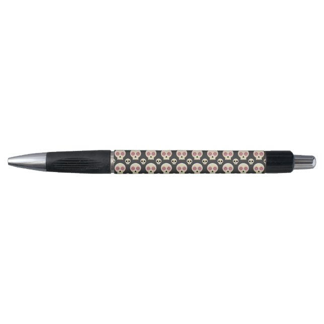 Stylo Creepy Cute Kawaii Goth Skull with Flowers (Devant)