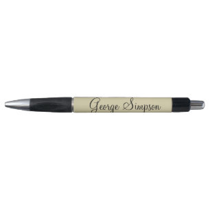 Stylo Crème moderne et Modèle de nom personnalisé noir