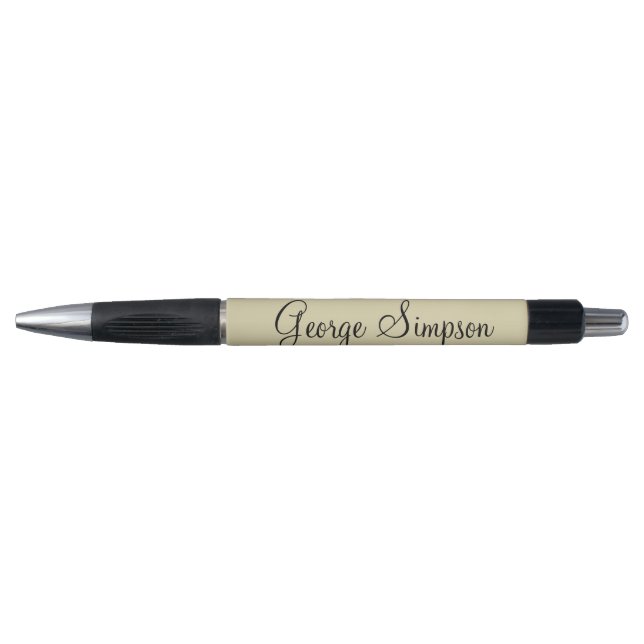 Stylo Crème moderne et Modèle de nom personnalisé noir (Devant)