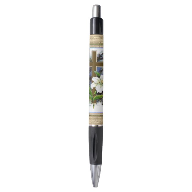 Stylo Croix Or Et Fleurs (Devant (Vertical))