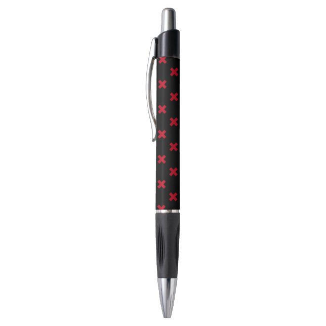 Stylo Croix rouge coutures sur noir (Haut (Vertical))