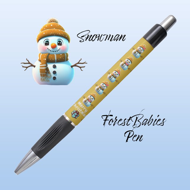 Stylo Cute Christmas Snowman, Festive Graphic, Gold ⛄️  (Créateur téléchargé)