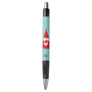 Stylo Cute Gnome tenant un cœur et monogramme encre noir