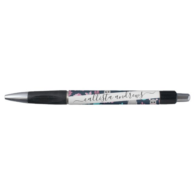 Stylo Cute rose Turquoise Hippo Papillon Floral Lily Pad (Devant)