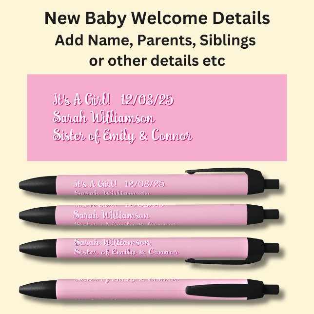 Stylo de bienvenue pour bébé, Ajouter des noms et  (Créateur téléchargé)