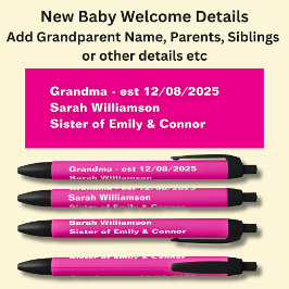 Stylo de bienvenue pour bébé, Ajouter des noms et 