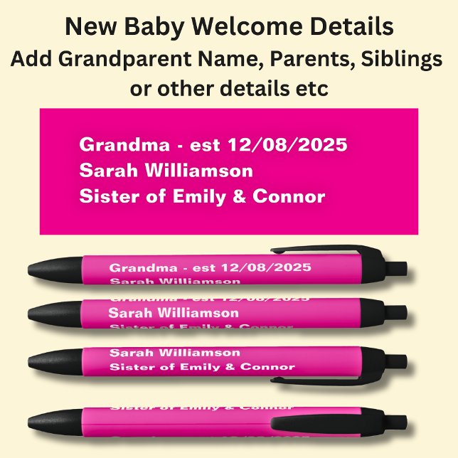 Stylo de bienvenue pour bébé, Ajouter des noms et  (Créateur téléchargé)
